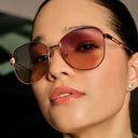 Aurora Luxe stainless stell sunglasses for woman-(Rose Gold)