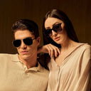 The Westminster Aviator Stainless Steel Sunglasses Refined Luxury in BROWN-MALE ONLY