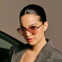 Aurora Luxe stainless stell sunglasses for woman-(Shiny Gold)
