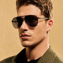 The Westminster Aviator Stainless Steel Sunglasses Refined Luxury in GUN METAL - MALE ONLY